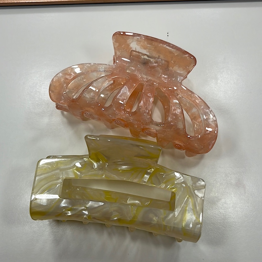 Glossy Yellow and Pink Claw Clips